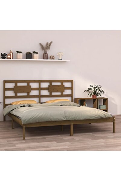 Concept Σκελετός κρεβατιού, μελί καφέ, 200x200 εκ., μασίφ ξύλο