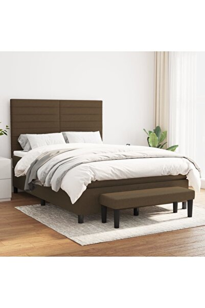 Concept Pat box spring cu saltea, maro închis, 140x200 cm, textil