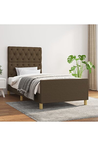 Concept Cadru de pat cu tăblie, maro închis, 80x200 cm, textil