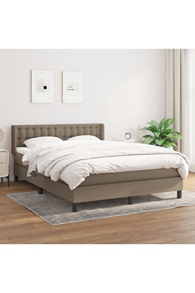 Concept Pat box spring cu saltea, gri taupe, 140x200 cm, textil