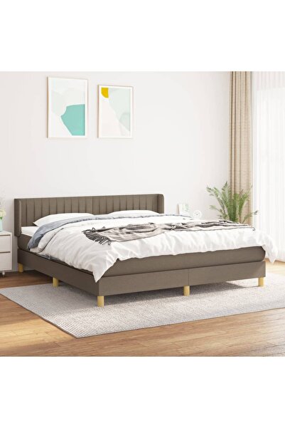 Concept Κρεβάτι Continental με στρώμα, γκρι-μπεζ, 180x200 cm, ύφασμα