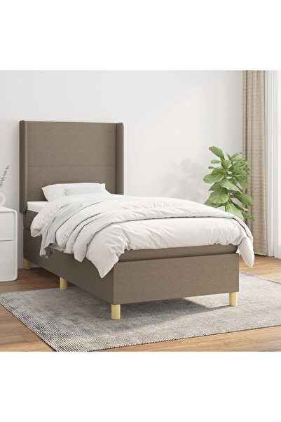 Concept Pat box spring cu saltea, gri taupe, 100x200 cm, textil