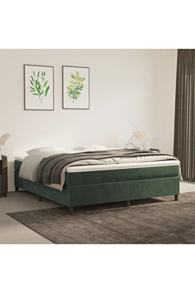Concept Cadru de pat box spring, verde închis, 160x200 cm, catifea
