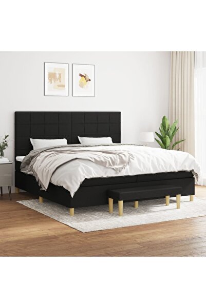 Concept Pat box spring cu saltea, negru, 200x200 cm, textil