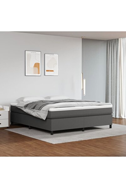 Concept Cadru de pat box spring, gri, 160x200 cm, piele ecologică