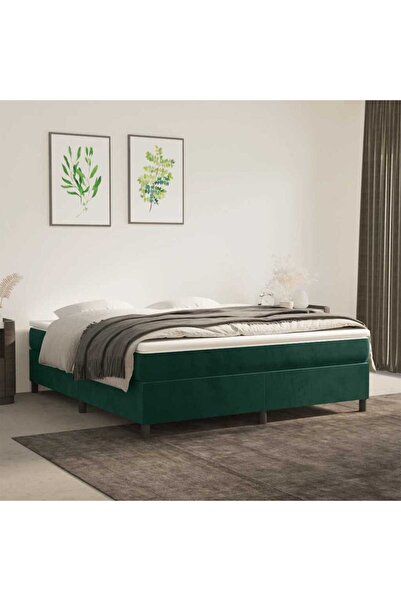 Concept Pat box spring cu saltea, verde închis, 180x200 cm, catifea