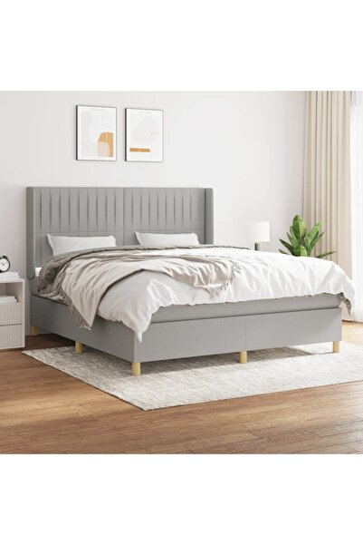 Concept Pat continental, gri deschis, 180x200 cm, material textil