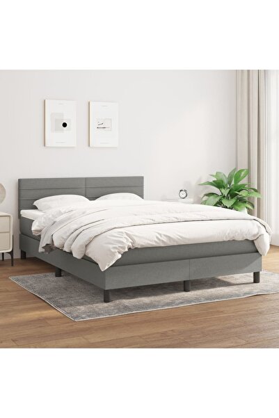 Concept Pat box spring cu saltea, gri închis, 140x190 cm, textil