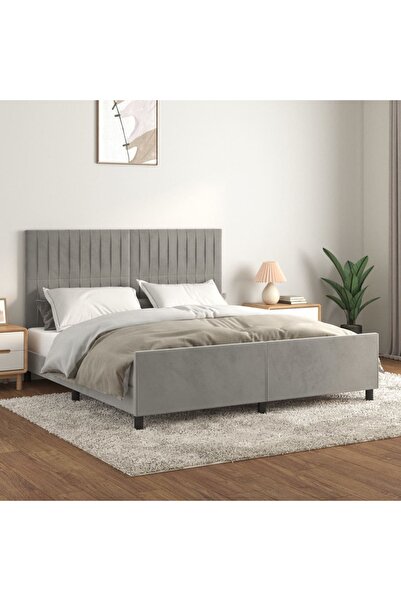 Concept Cadru de pat cu tăblie, gri deschis, 180x200 cm, catifea