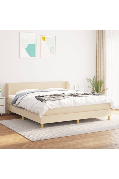 Concept Pat box spring cu saltea, crem, 160x200 cm, material textil
