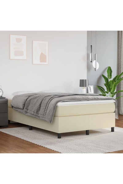 Concept Cadru de pat box spring, crem, 120x200 cm, piele ecologică