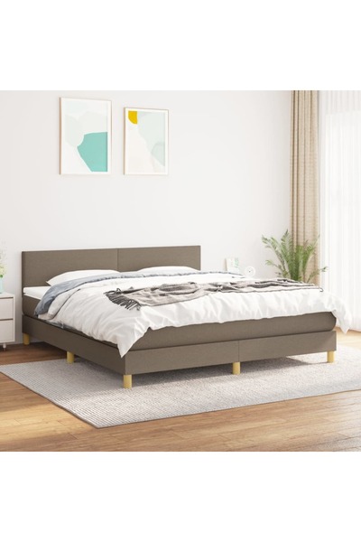 Concept Κρεβάτι Continental με στρώμα, γκρι-μπεζ, 180x200 cm, ύφασμα