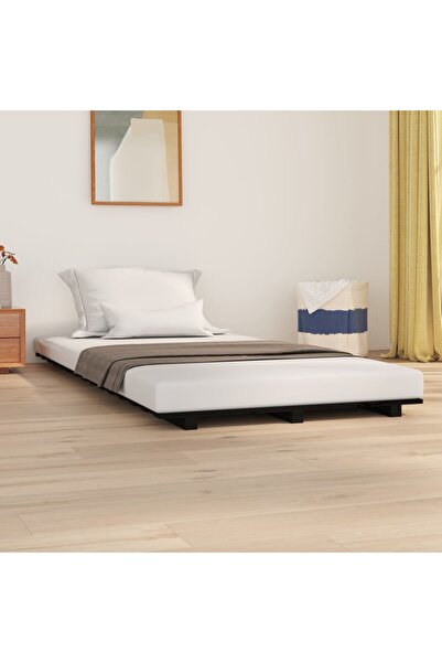 Concept Cadru de pat, negru, 75x190 cm, lemn masiv de pin