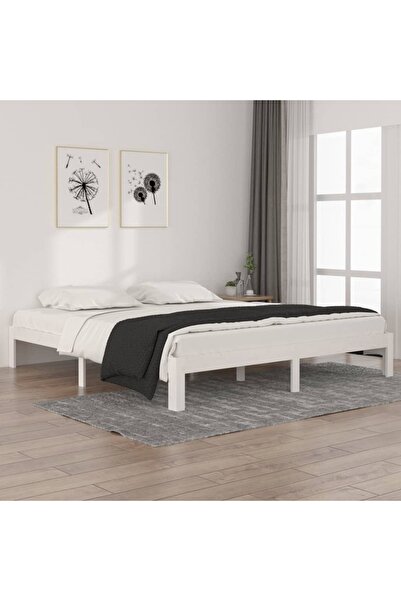 Concept Cadru de pat Super King 6FT, alb, 180x200 cm, lemn masiv