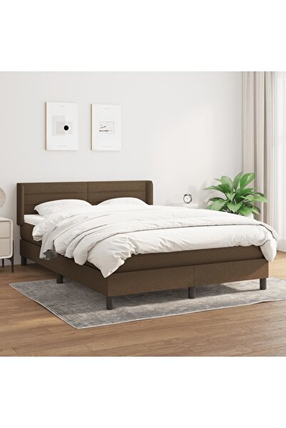 Concept Pat box spring cu saltea, maro închis, 140x200 cm, textil