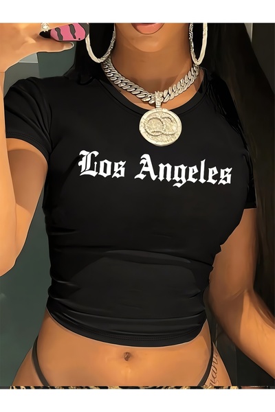 GALASHOP نمط Y2K للنساء، /لوس أنجلوس/ حرف مطبوع