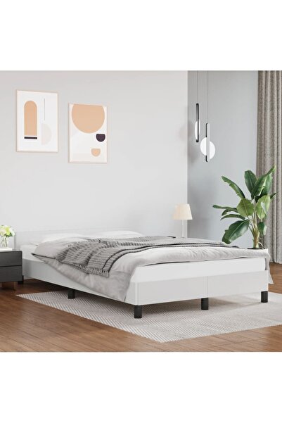 Concept Cadru de pat cu tăblie, alb, 120x200 cm, piele ecologică