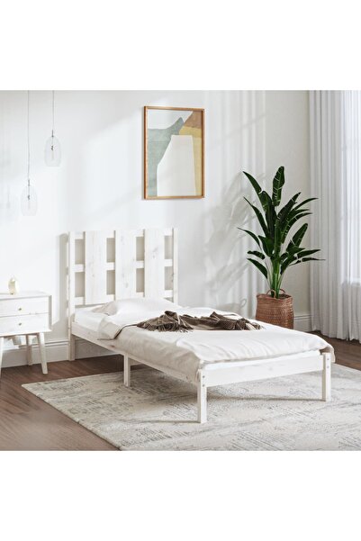 Concept Cadru de pat, alb, 90x200 cm, lemn masiv de pin