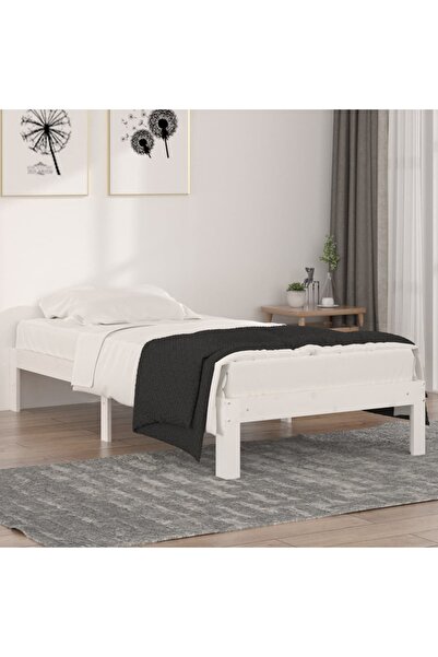 Concept Cadru de pat Single 3FT, alb, 90x190 cm, lemn masiv