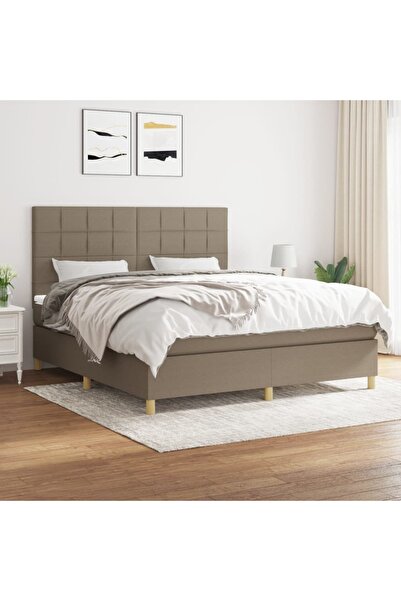 Concept Pat box spring cu saltea, gri taupe, 160x200 cm material textil