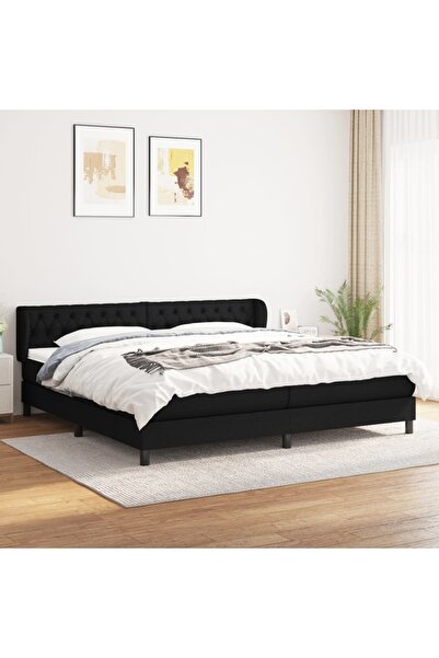 Concept Pat box spring cu saltea, negru, 200x200 cm, textil