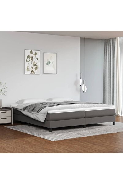 Concept Pat box spring cu saltea, gri, 200x200 cm, piele ecologică
