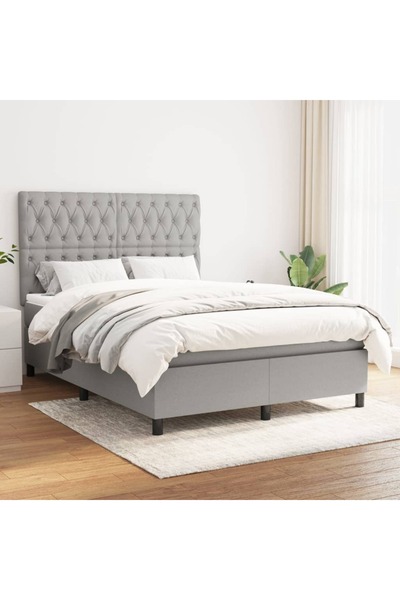 Concept Pat box spring cu saltea, gri deschis, 140x190 cm, textil
