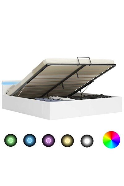 Concept Υδραυλικό πλαίσιο κρεβατιού με συρόμενο LED λευκό 160x200 cm, οικολογ...