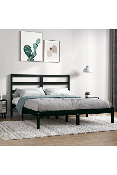 Concept Σκελετός κρεβατιού, μαύρο, 140x190 cm, μασίφ ξύλο πεύκου