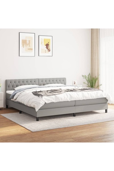 Concept Pat box spring cu saltea, gri deschis, 200x200 cm, textil