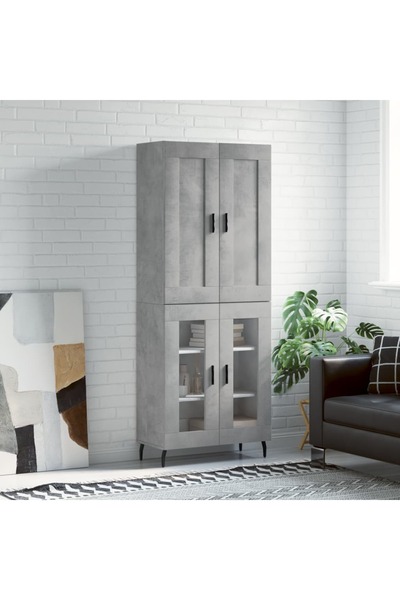 Concept Dulap înalt, gri beton, 69,5x34x180, lemn compozit