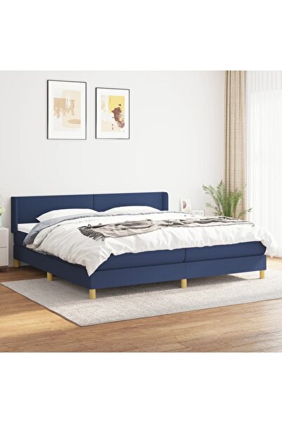 Concept Pat box spring cu saltea, albastru, 200x200 cm, textil