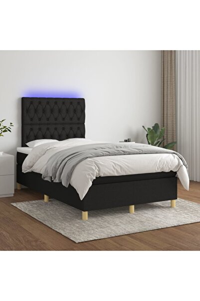 Concept Κρεβάτι με ελατήρια, στρώμα και LED, μαύρο, 120x200 cm, ύφασμα
