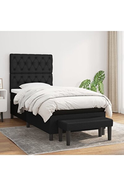 Concept Pat box spring cu saltea, negru, 80x200 cm, textil