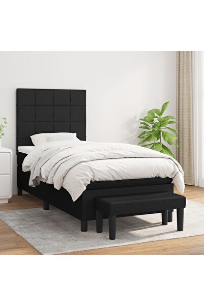 Concept Pat box spring cu saltea, negru, 100x200 cm, textil