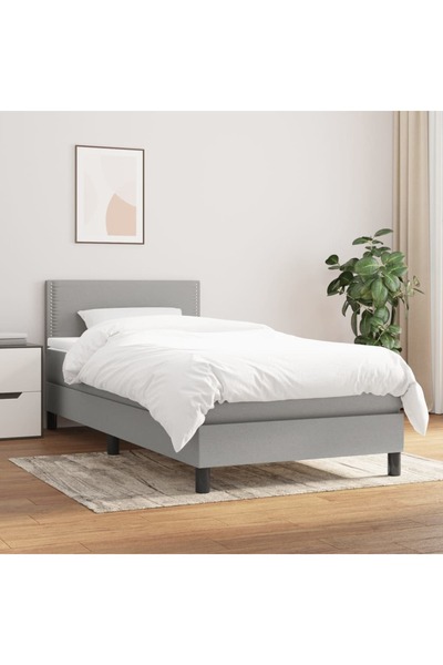 Concept Pat box spring cu saltea, gri deschis, 80x200 cm, textil