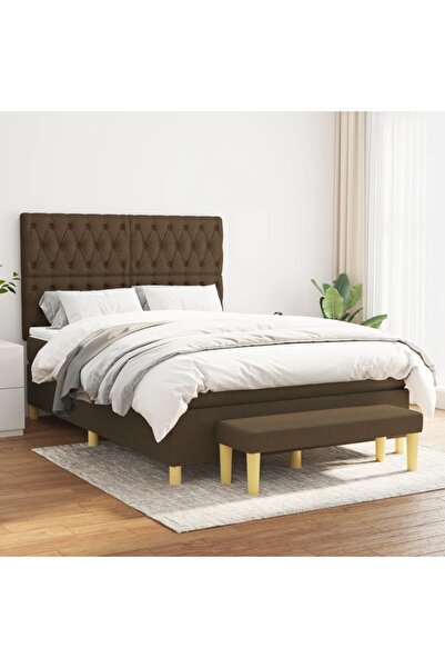 Concept Κρεβάτι Continental με στρώμα, σκούρο καφέ, 140x200 cm, ύφασμα