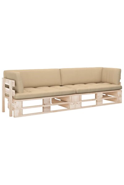 Concept Διθέσιος καναπές από παλέτες με μαξιλάρια, από επεξεργασμένο ξύλο πεύκου