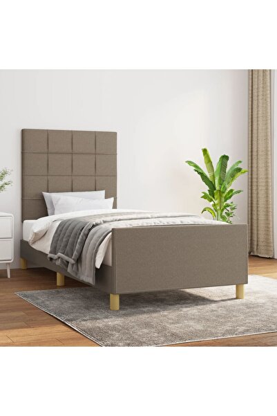 Concept Cadru de pat cu tăblie, gri taupe, 80x200 cm, textil