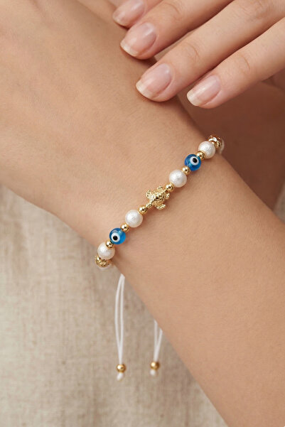 PETEK AKSESUAR Nazar Caretta Turtle Pearl Ma Macramé İlekli̇k