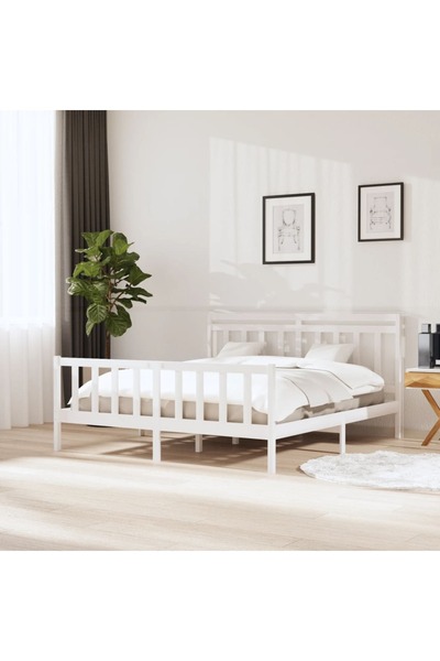 Concept Cadru de pat Super King 6FT,alb, 180x200 cm, lemn masiv