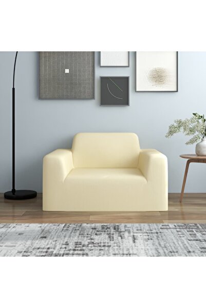 Concept Еластичен покривало за диван от кремаво Полиестер трико