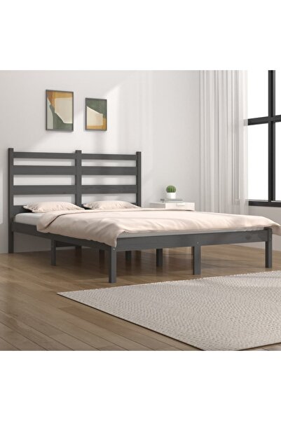 Concept Cadru de pat, gri, 200x200 cm, lemn masiv de pin