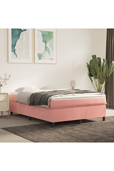 Concept Cadru de pat box spring, roz, 140x200 cm, catifea