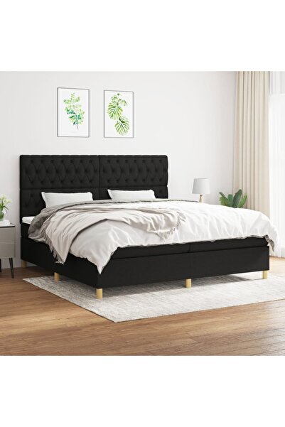 Concept Pat box spring cu saltea, negru, 200x200 cm, textil