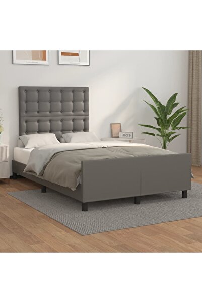Concept Σκελετός κρεβατιού με κεφαλάρι, γκρι, 120x200 cm, οικολογικό Δερμάτινο