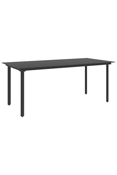 Concept Τραπέζι κήπου, μαύρο, 190 x 90 x 74 cm, ατσάλι και γυαλί