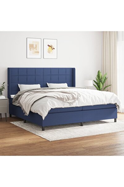 Concept Pat box spring cu saltea, albastru, 200x200 cm, textil