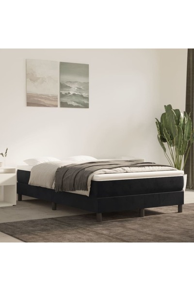 Concept Pat box spring cu saltea, negru, 120x200 cm, catifea