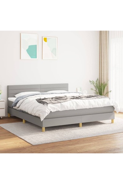 Concept Κρεβάτι Continental με στρώμα, ανοιχτό γκρι, 160x200 cm, ύφασμα